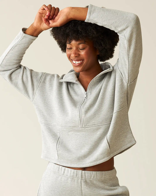 Cloud Fleece Half Zip Nursing Pullover | Grey Heather