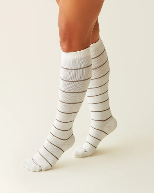 Premium Maternity Compression Socks (2-Pack) | Ivory & Taupe