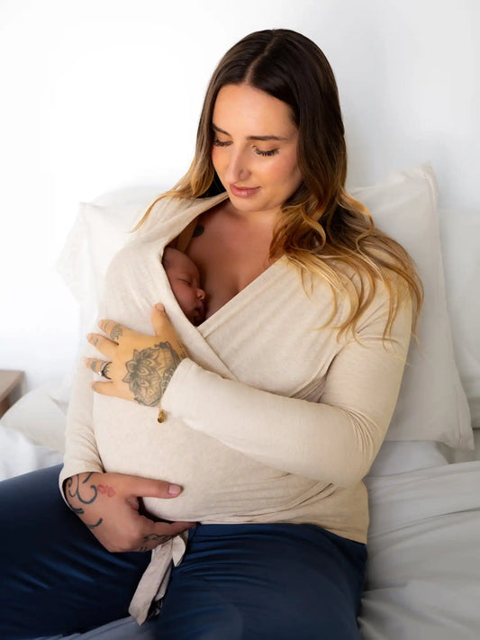 Organic Cotton Skin to Skin Long Sleeve Wrap Top | Oatmeal Heather