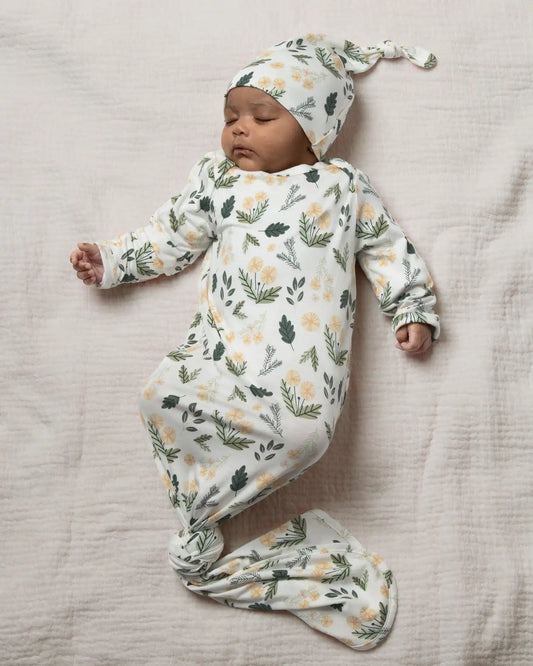Bamboo Knotted Baby Gown & Hat | Honey Dandelion