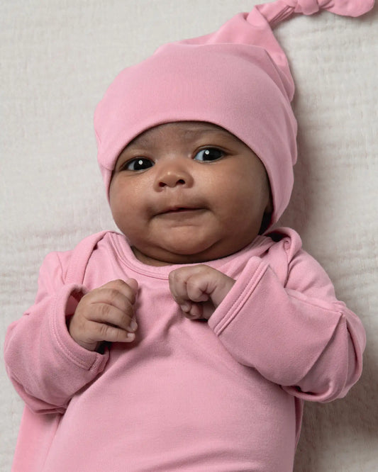 Bamboo Knotted Baby Gown & Hat | Light Mauve