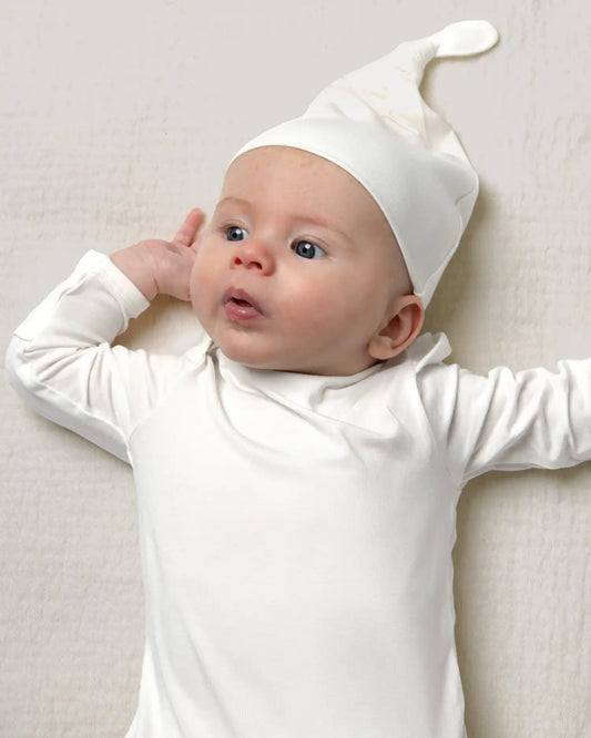 Bamboo Knotted Baby Gown & Hat | Pearl