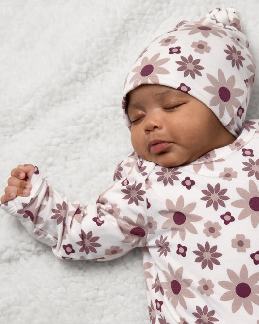 Bamboo Knotted Baby Gown & Hat | Twilight Floral