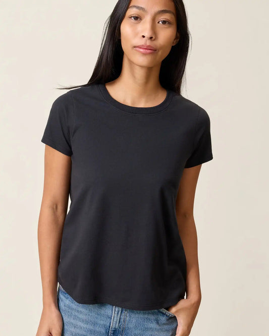 Cotton Crew Neck Nursing T-shirt | Black