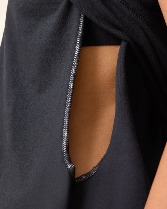 Cotton Crew Neck Nursing T-shirt | Black