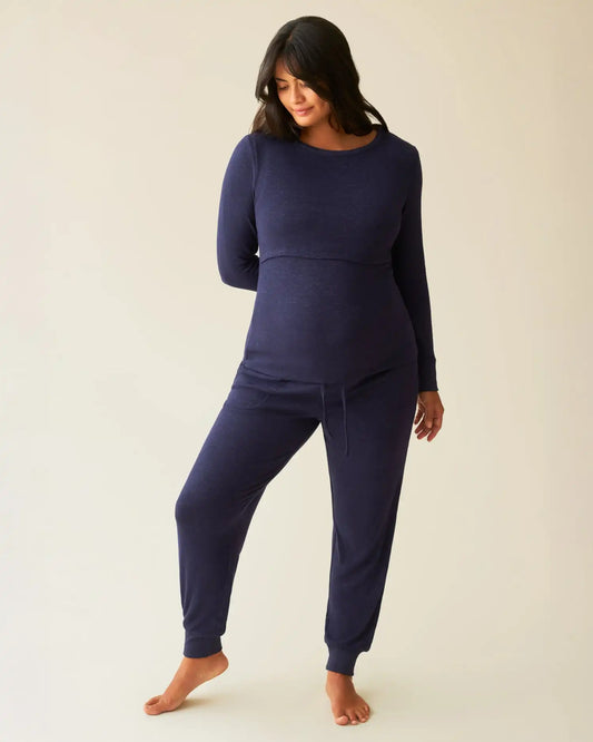 CozyKnit Nursing Pajama & Lounge Set | Navy