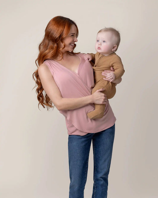 Bamboo Draped Nursing Tank | Light Mauve