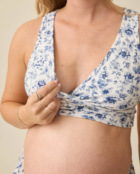 French Terry Racerback Nursing & Sleep Bra | Navy Toile