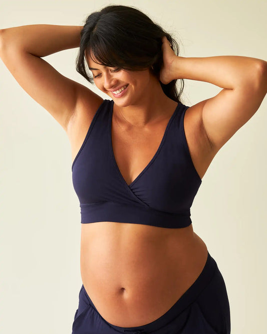 French Terry Racerback Nursing & Sleep Bra | Navy