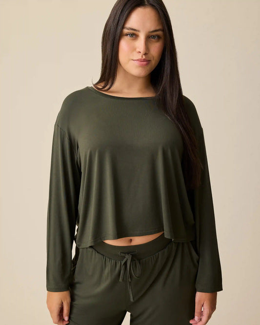 Aria Bamboo Casual Cropped Long Sleeve Top | Thyme