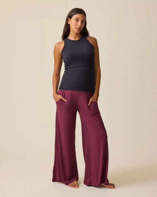 Bamboo Wide Leg Maternity & Postpartum Lounge Pant | Fig