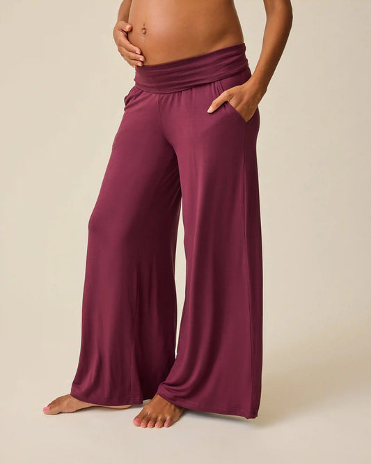 Bamboo Wide Leg Maternity & Postpartum Lounge Pant | Fig