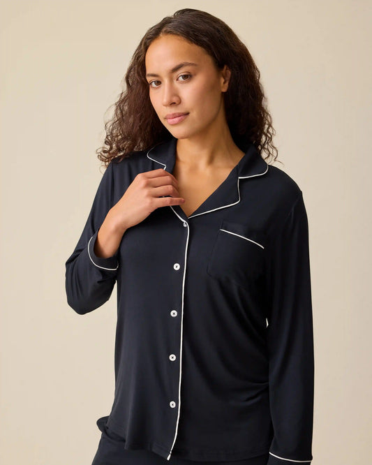 Clea Bamboo Long Sleeve Pajama Set | Black