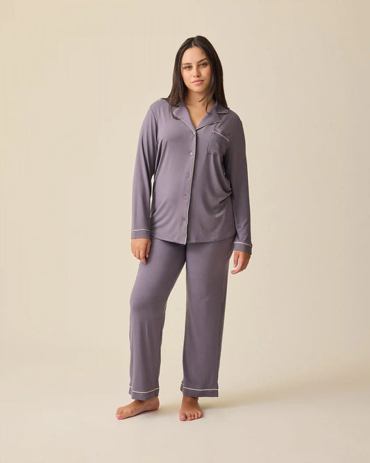 Clea Bamboo Long Sleeve Pajama Set | Granite