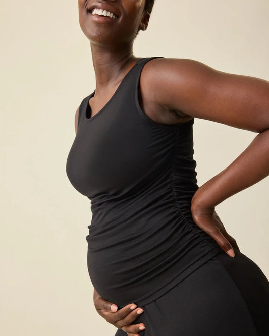Drop-Waist Maternity & Nursing Maxi Dress | Black