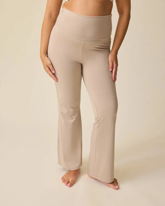 Bamboo Flex Maternity & Postpartum Flare Pant | Sandstone