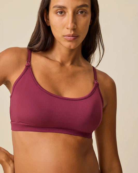 French Terry Maternity & Nursing Bralette | Deep Burgundy