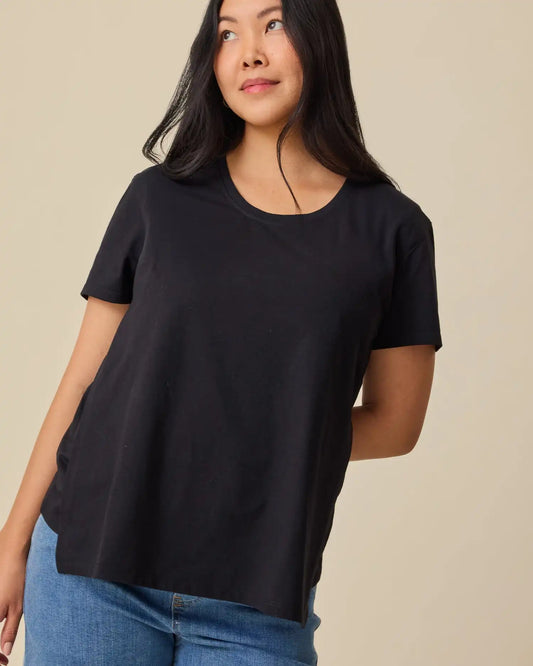 Relaxed Cotton Maternity & Nursing T-shirt | Black
