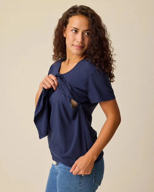 Relaxed Cotton Maternity & Nursing T-shirt | Navy