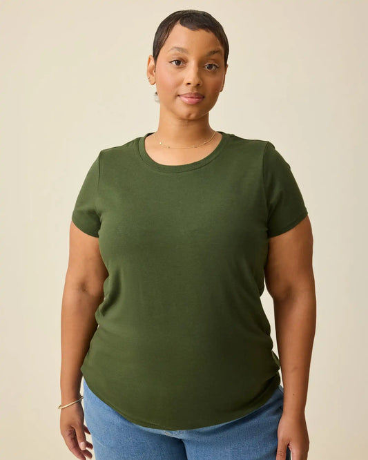 Modal Crew Neck Nursing T-shirt | Deep Olive