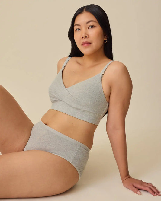 SoftStretch Cotton Maternity & Postpartum Brief | Grey Heather
