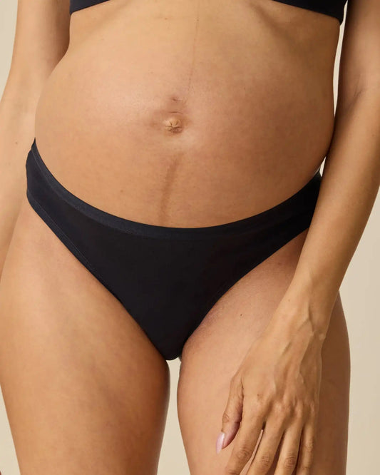 SoftStretch Cotton Maternity & Postpartum Thong | Black