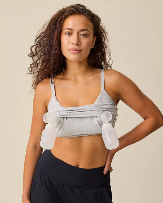 Sublime® Bamboo Hands-Free Pumping Lounge & Sleep Bra | Grey Heather