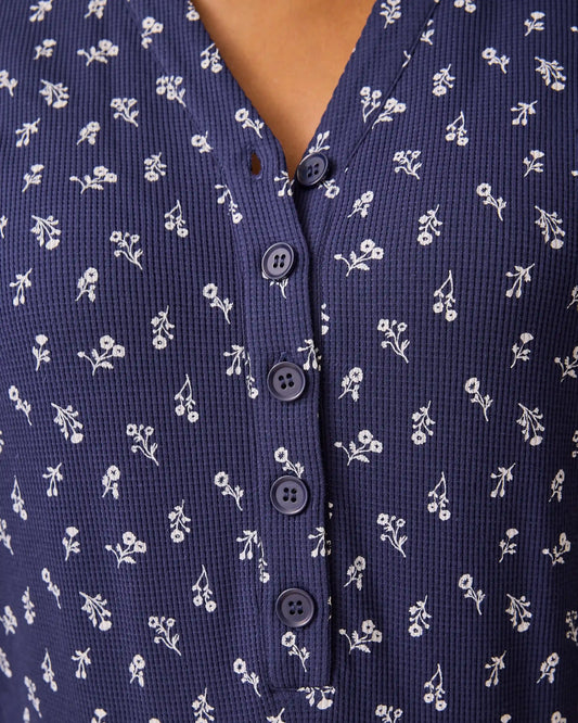 Waffle Maternity & Nursing Lounge Set | Navy Wildflower