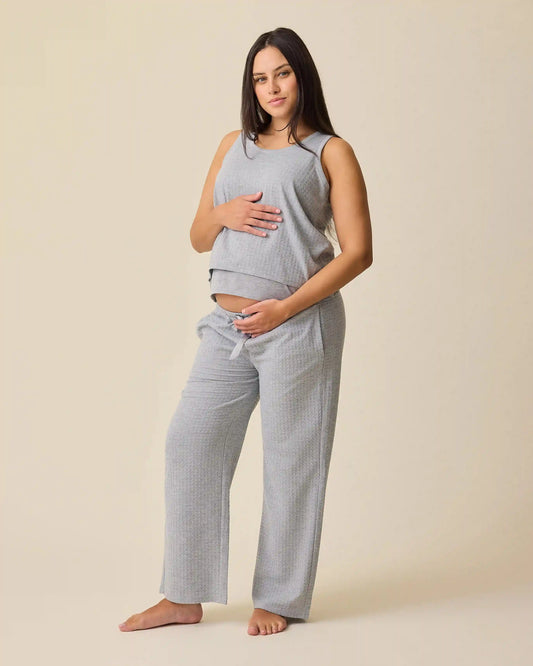 Waffle Maternity & Nursing Three-Piece Lounge Set | Grey Heather