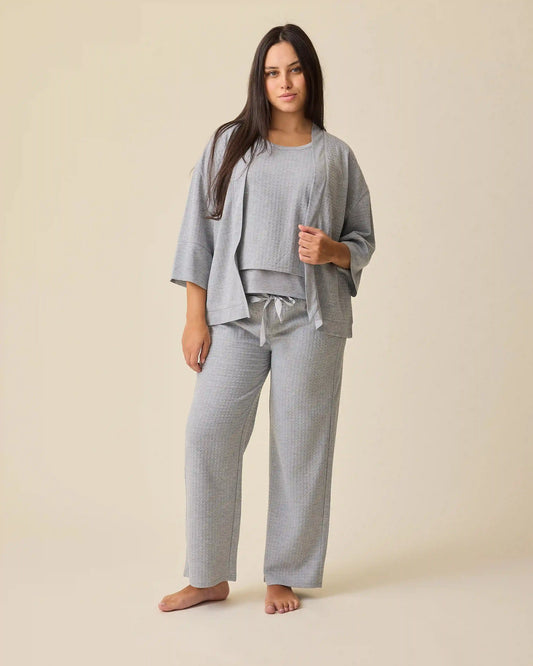 Waffle Maternity & Nursing Three-Piece Lounge Set | Grey Heather