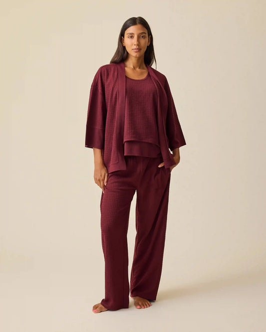 Waffle Maternity & Nursing Three-Piece Lounge Set | Garnet