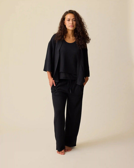 Waffle Maternity & Nursing Three-Piece Lounge Set | Black