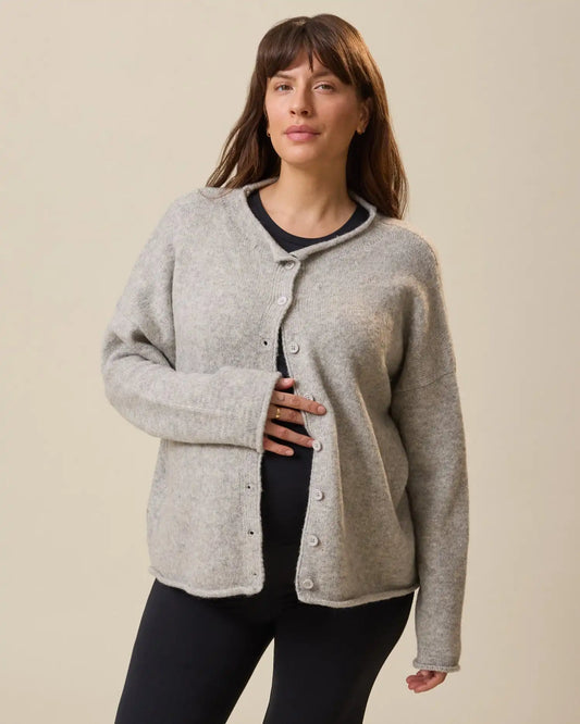 Ultra Soft Maternity & Postpartum Cardigan | Grey Heather