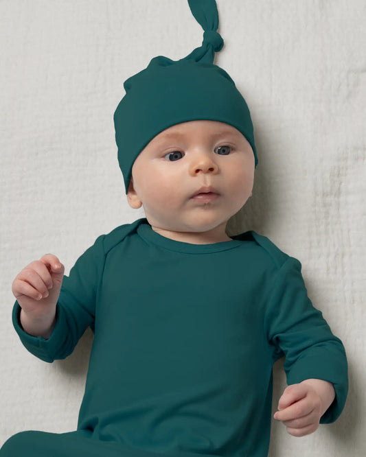 Bamboo Knotted Baby Gown & Hat | Evergreen