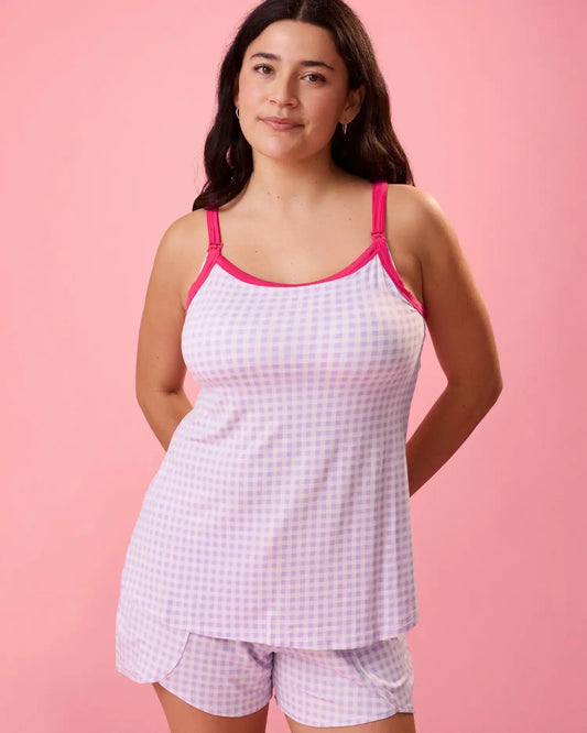 Bamboo Lounge Around Nursing Tank | Lavender Gingham