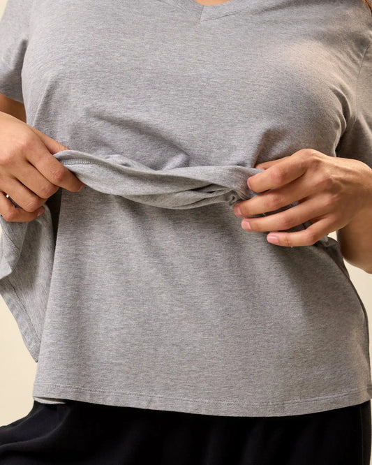Modal V-neck Nursing T-shirt | Grey Heather