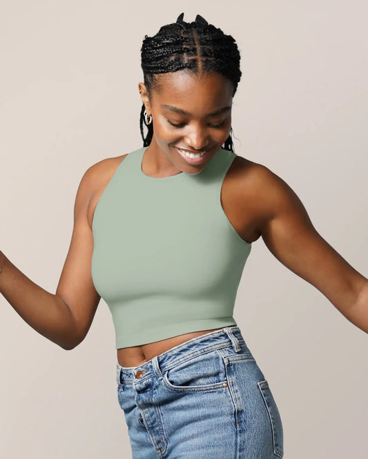 Sublime® Bamboo Maternity & Nursing Longline Bra Top | Aqua Mist