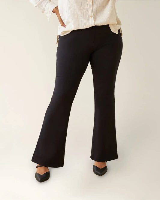 Postpartum Ponte Flare Pant | Black