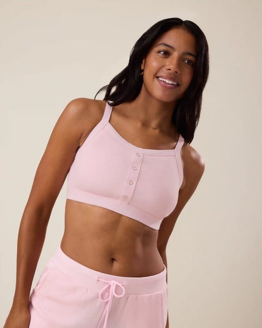 Ribbed Bamboo Pumping Bralette | Pale Pink