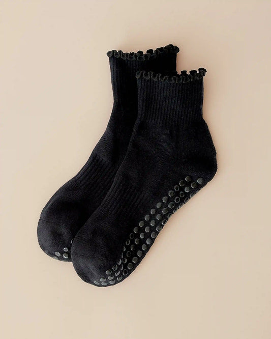 Non-Slip Ruffle Ankle Socks | Black