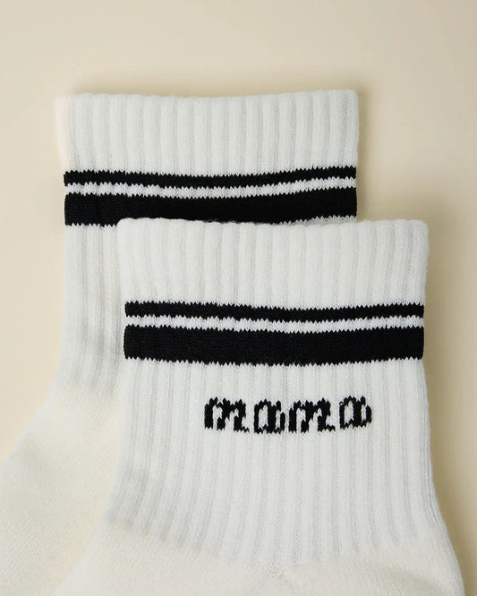 Non-Slip Quarter Crew Socks | Ivory & Black