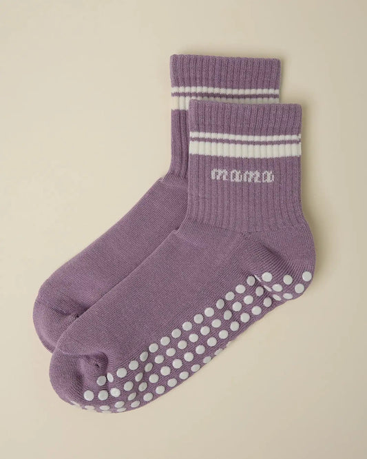 Non-Slip Quarter Crew Socks | Dusty Mauve & Ivory