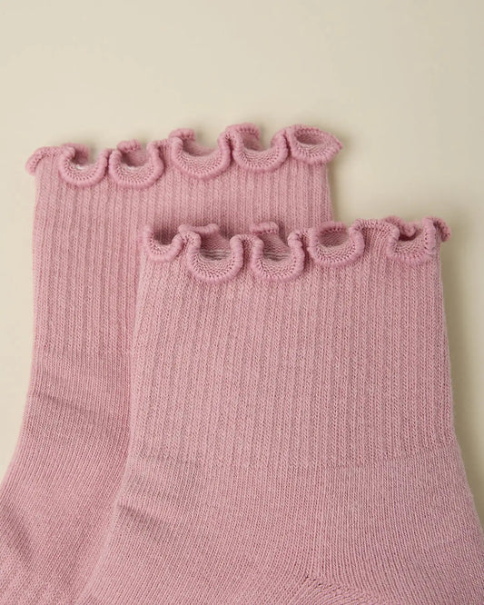 Non-Slip Ruffle Ankle Socks | Light Mauve