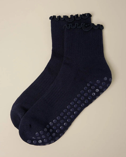 Non-Slip Ruffle Ankle Socks | Navy