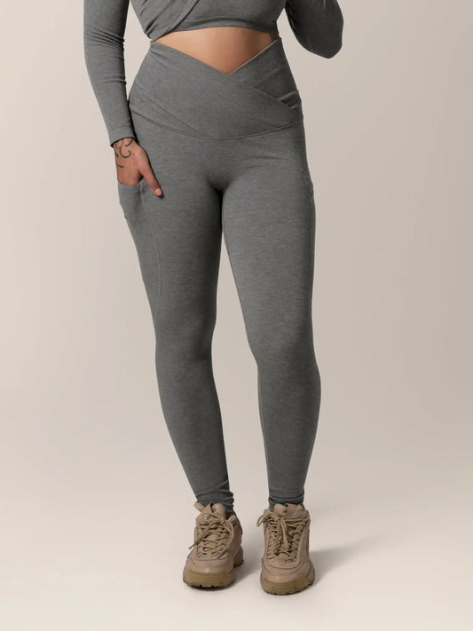 Sublime® Bamboo Maternity & Postpartum Crossover Legging | Charcoal