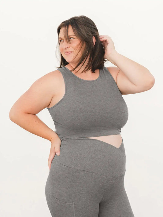 Sublime® Bamboo Maternity & Nursing Longline Bra Top | Charcoal