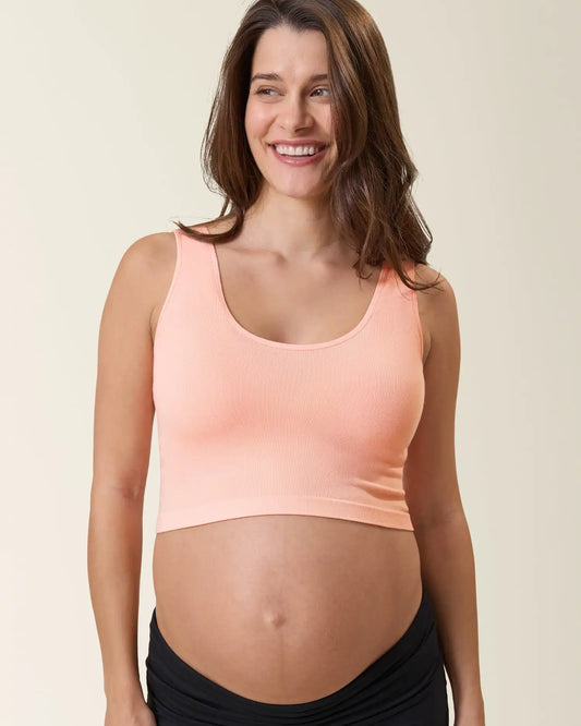 Sublime® Bamboo Scoop Neck Maternity & Nursing Longline Bra Top | Sunset Pink