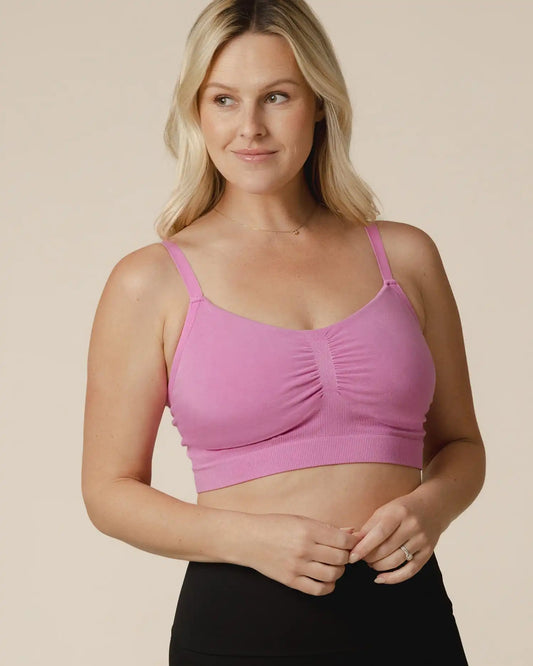 Sublime® Bamboo Hands-Free Pumping Lounge & Sleep Bra | Soft Fuchsia