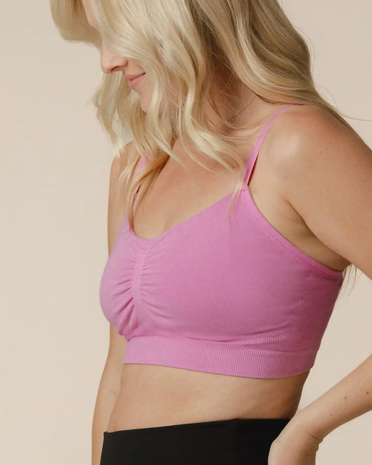 Sublime® Bamboo Hands-Free Pumping Lounge & Sleep Bra | Soft Fuchsia