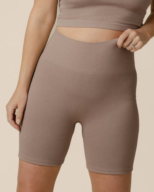 Sublime® Bamboo Maternity & Postpartum Bike Short | Taupe